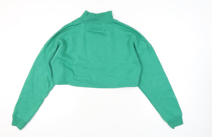 Nasty Gal Women’s Green Sports Illustrated Cropped Sweatshirt UK 10