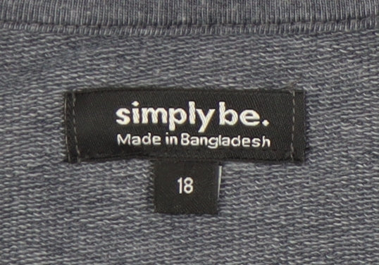 Simply Be Women’s Blue Size 18 Pullover Sweatshirt Cotton Blend