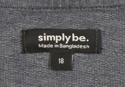 Simply Be Women’s Blue Size 18 Pullover Sweatshirt Cotton Blend