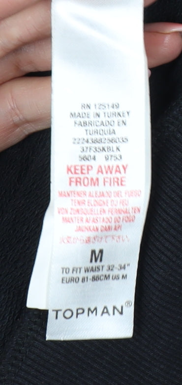 Topman Men’s Black Pullover Hoodie Size M Long Sleeve Cotton Blend