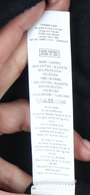 Topman Men’s Black Pullover Hoodie Size M Long Sleeve Cotton Blend