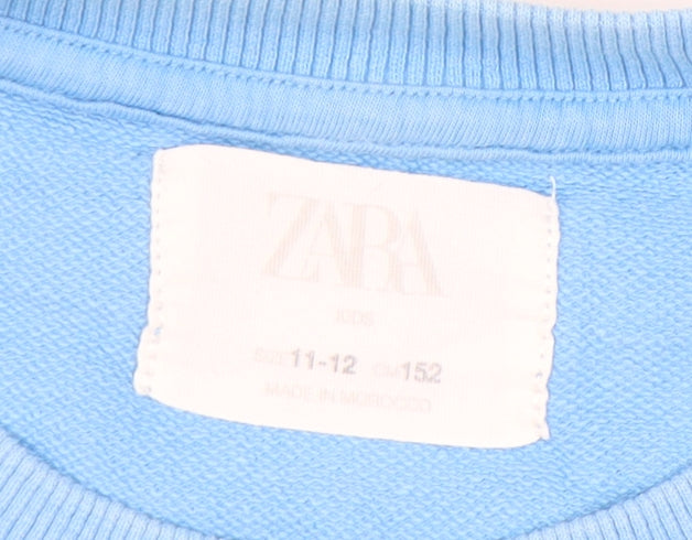Zara Girls Blue Surf Camp Graphic Pullover Sweatshirt 11-12 Years