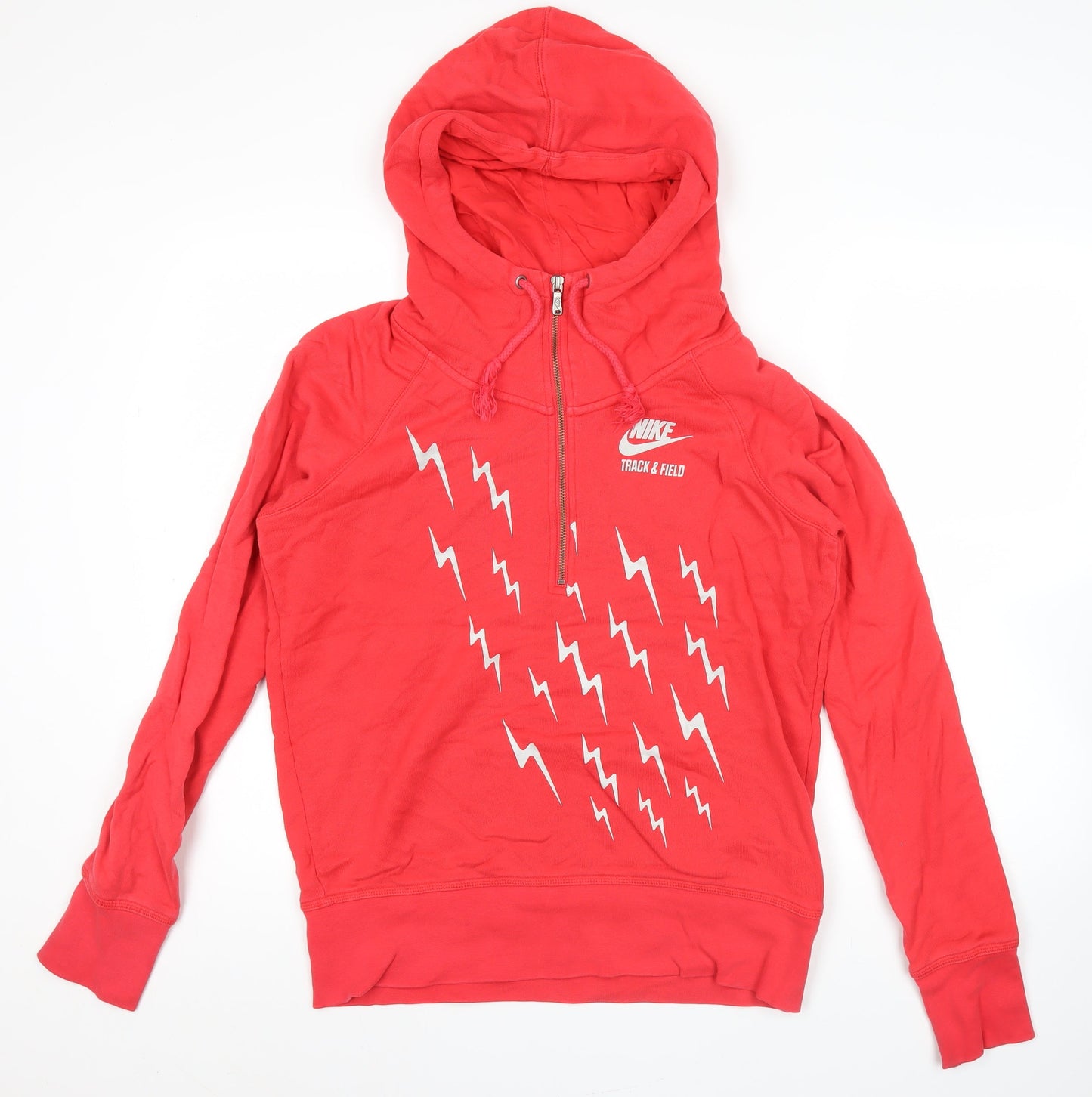 Nike Women’s Red XL Hoodie Track & Field Lightning Print 1/2 Zip