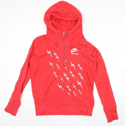 Nike Women’s Red XL Hoodie Track & Field Lightning Print 1/2 Zip