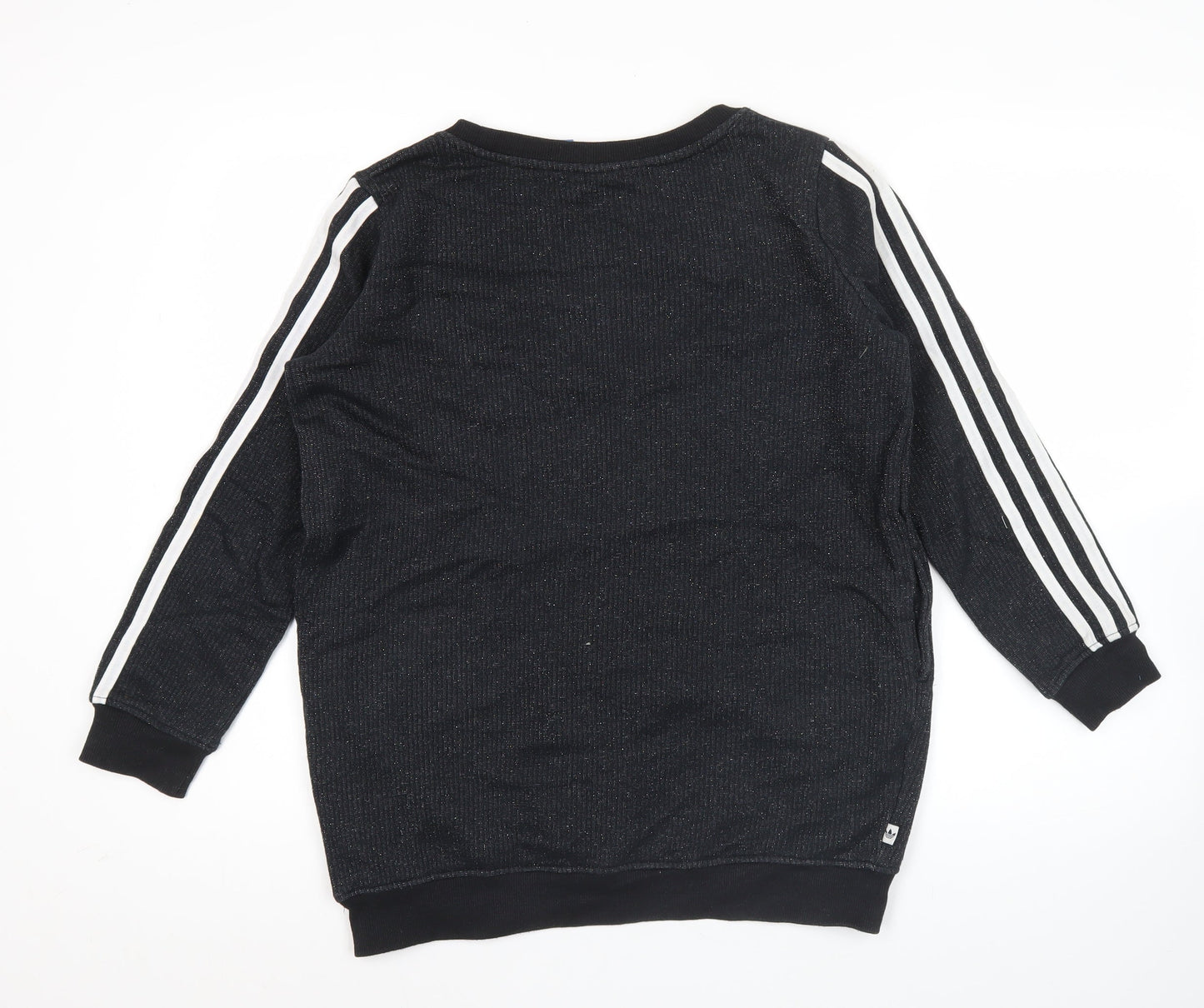 Adidas Women Black Sequin Logo Sweatshirt UK 8 Long Sleeve