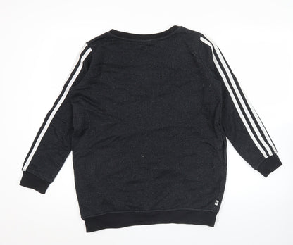Adidas Women Black Sequin Logo Sweatshirt UK 8 Long Sleeve