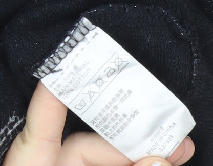 Adidas Women Black Sequin Logo Sweatshirt UK 8 Long Sleeve