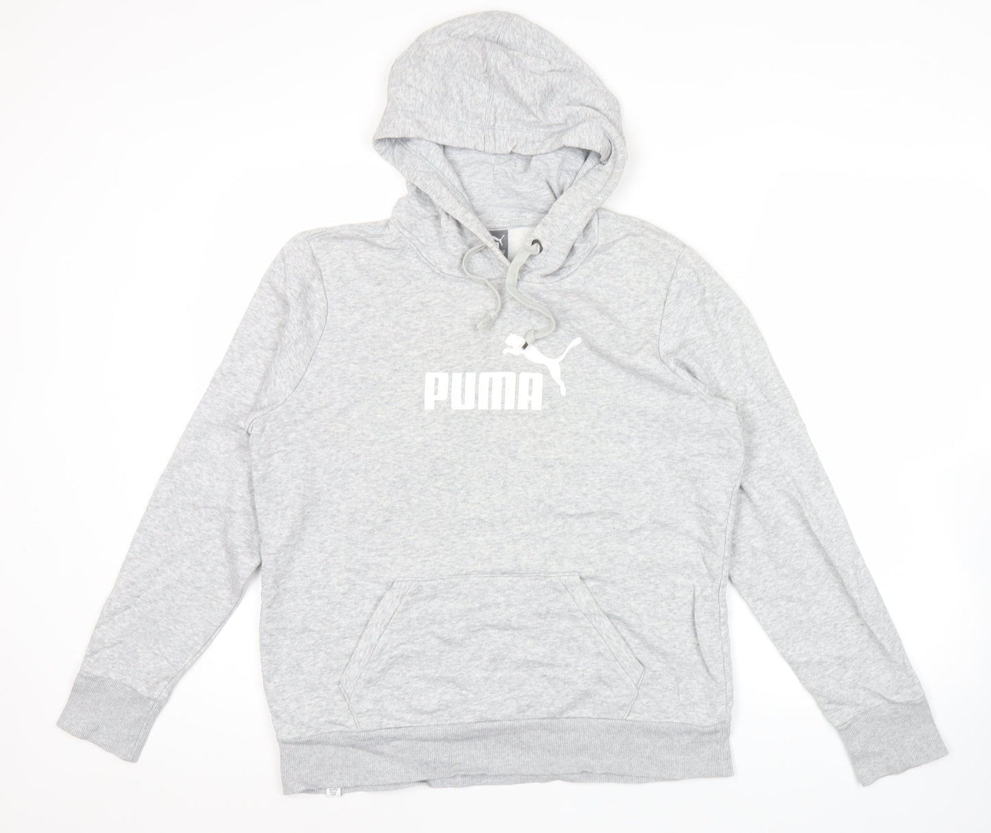 Puma Womens Grey Hoodie Size 14 UK Pullover Logo Sweatshirt