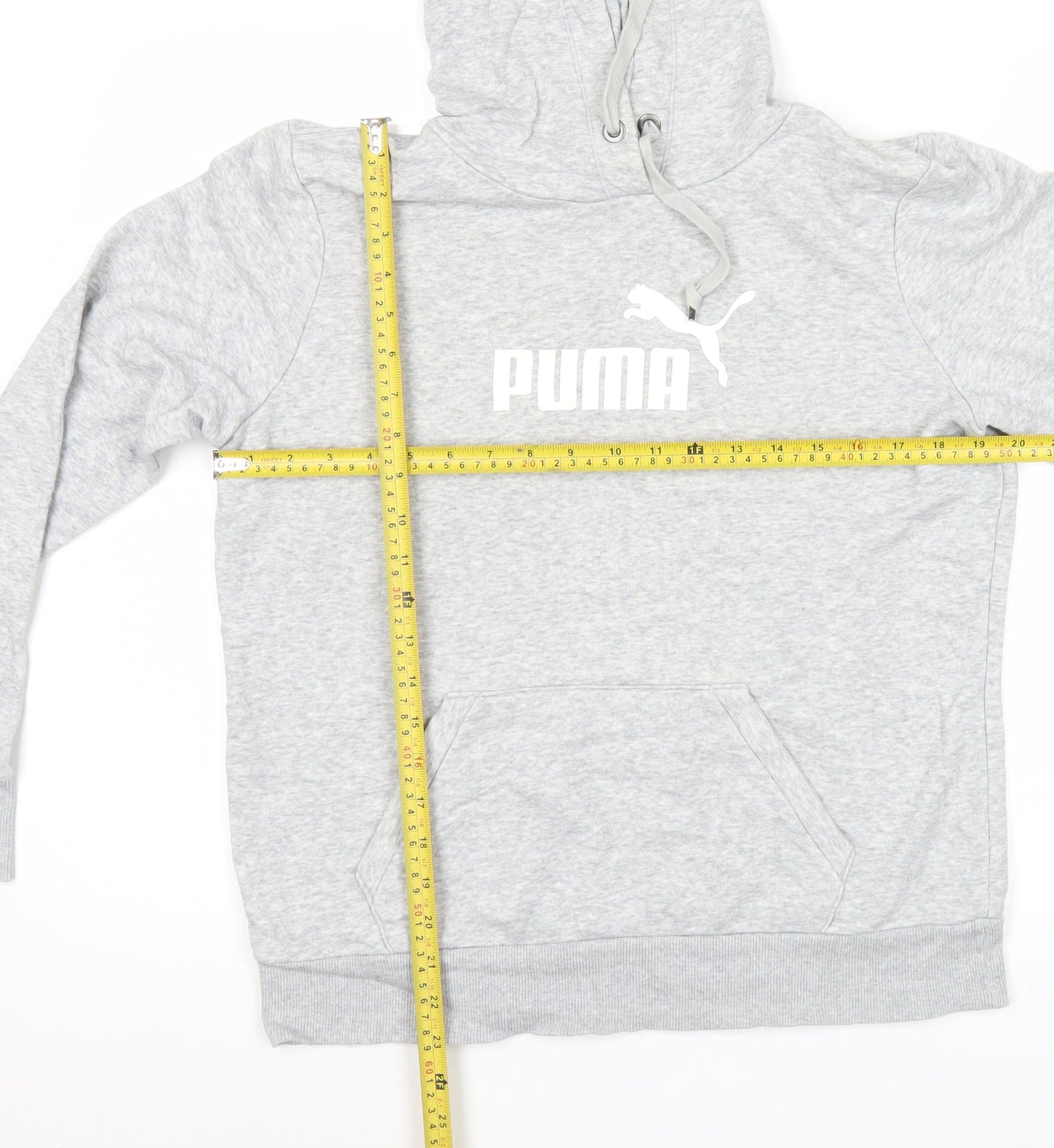 Puma Womens Grey Hoodie Size 14 UK Pullover Logo Sweatshirt