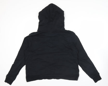 Puma Women Black Pullover Hoodie Size 12 Floral Logo Sportswear