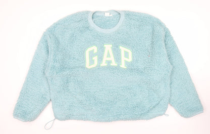 GAP Women Blue Fleece Logo Pullover Sweatshirt XL
