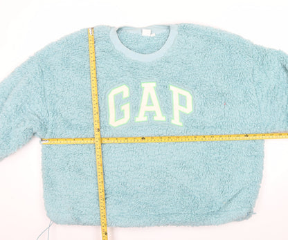 GAP Women Blue Fleece Logo Pullover Sweatshirt XL