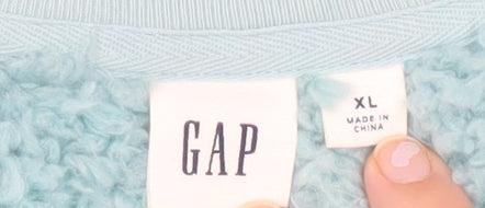GAP Women Blue Fleece Logo Pullover Sweatshirt XL