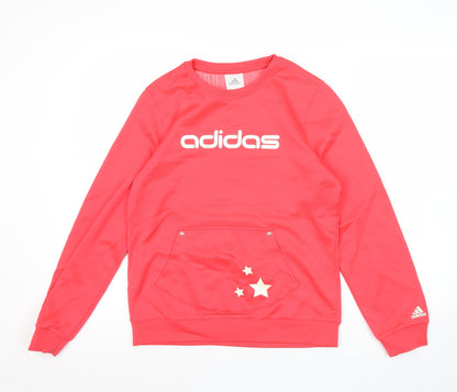 Adidas Women’s Pink Logo Sweatshirt Size 14 Pullover Cotton Blend