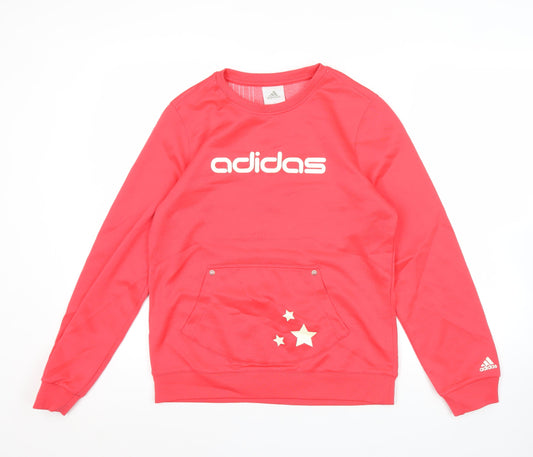 Adidas Women’s Pink Logo Sweatshirt Size 14 Pullover Cotton Blend