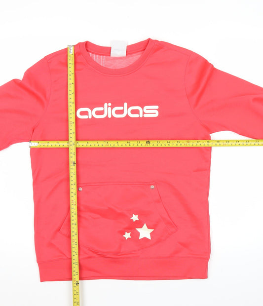 Adidas Women’s Pink Logo Sweatshirt Size 14 Pullover Cotton Blend