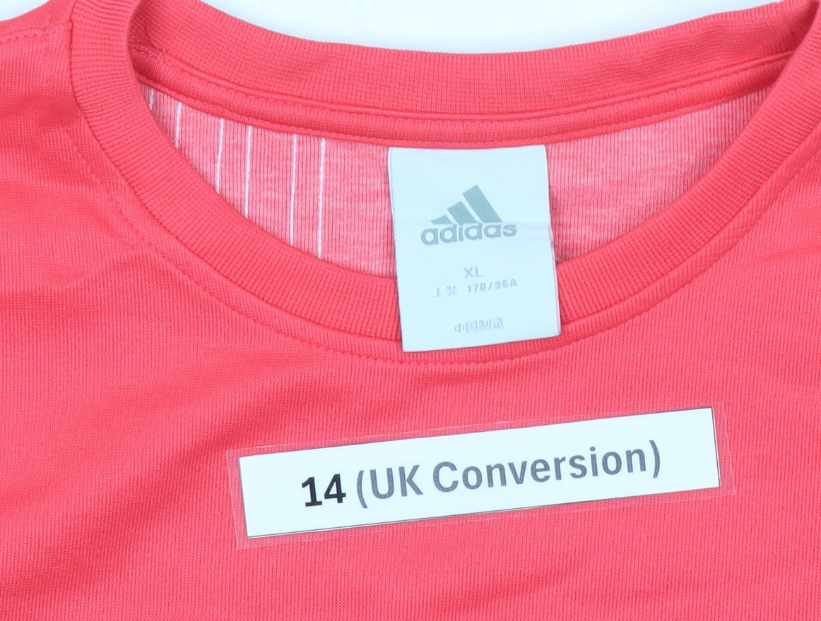 Adidas Women’s Pink Logo Sweatshirt Size 14 Pullover Cotton Blend