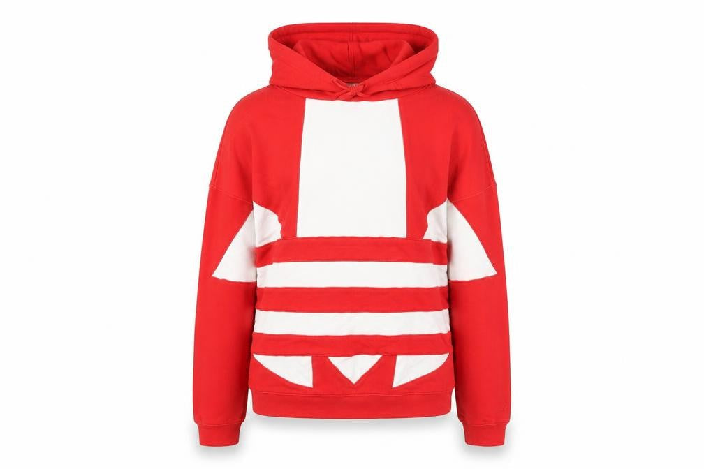 Front view of Adidas women’s red white hoodie uk 8 cotton logo sweatshirt