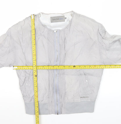 Calvin Klein Jeans Women’s Grey XS Bomber Jacket Cotton Zip