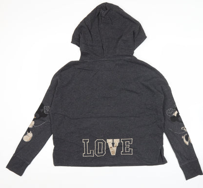 Disney GAP Womens Charcoal Hoodie XS Pullover Embroidered Love Graphic