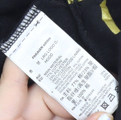 Adidas Womens Black Gold Logo Hoodie Size 10 Pullover Hooded Sweatshirt