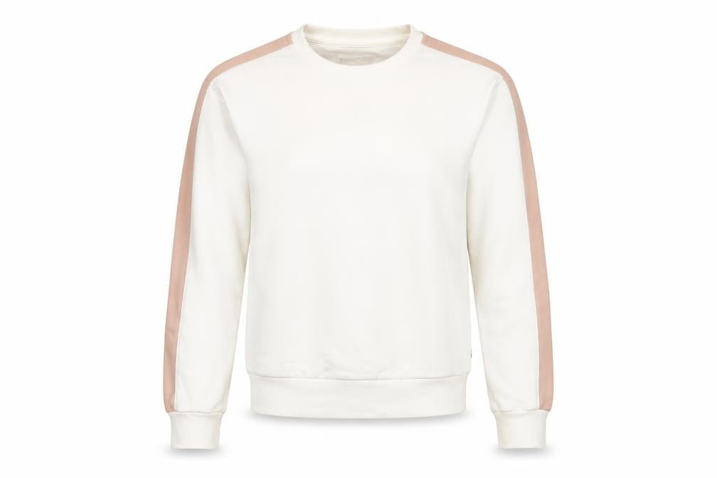 Converse Women Ivory Pink Stripe Sweatshirt Medium Cotton Blend
