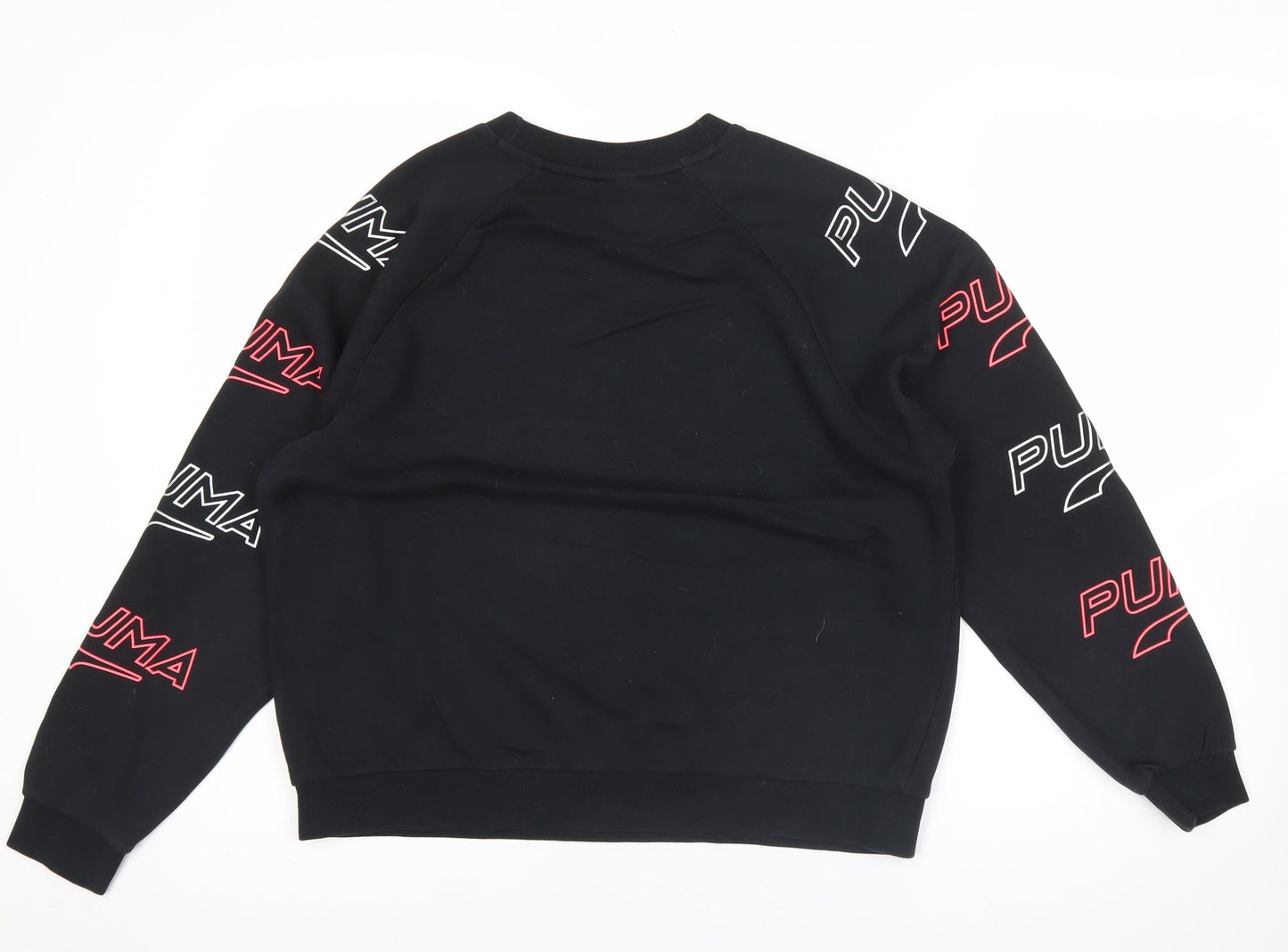 Puma Womens Black Sweatshirt Medium Logo Print Crew Neck Pullover