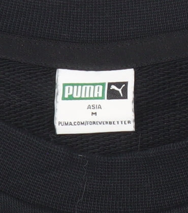 Puma Womens Black Sweatshirt Medium Logo Print Crew Neck Pullover
