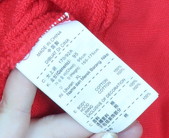 Nike Womens Red Full Zip Hoodie XL Sportswear Logo