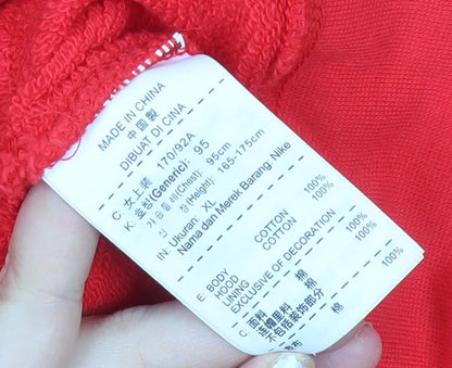 Nike Womens Red Full Zip Hoodie XL Sportswear Logo