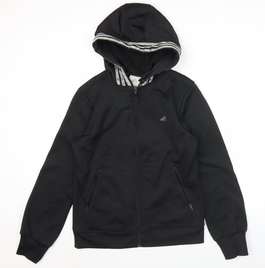 Adidas Womens Black Full Zip Hoodie Jacket Size 12 UK ClimaWarm