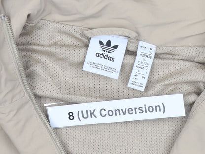 Adidas Womens Beige Track Jacket Size 8 Full Zip Lightweight