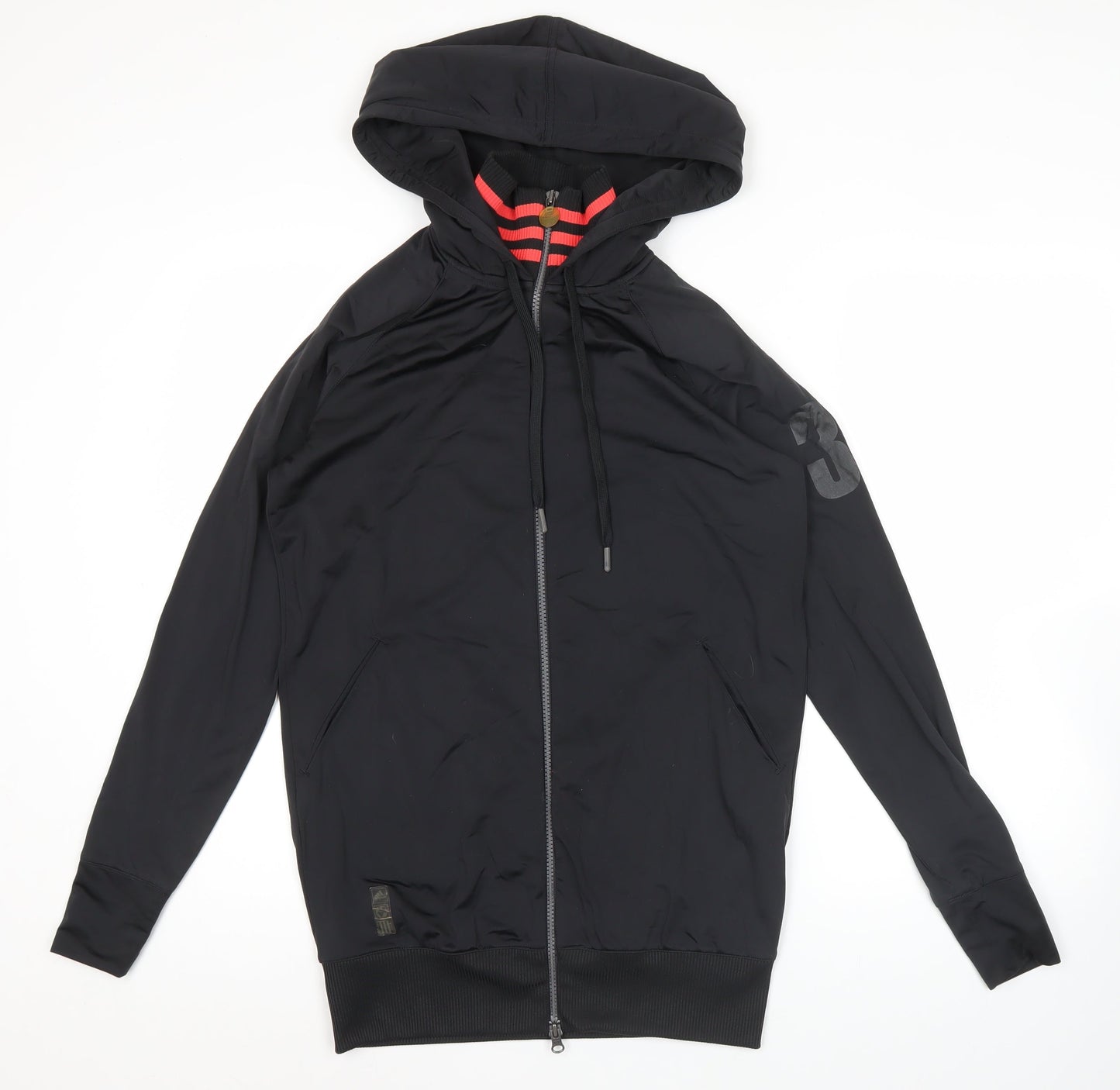 Adidas Womens Black Size 12 Full Zip Hoodie Sweatshirt Sportswear