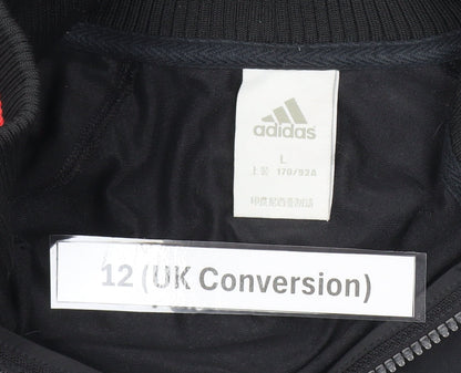 Adidas Womens Black Size 12 Full Zip Hoodie Sweatshirt Sportswear