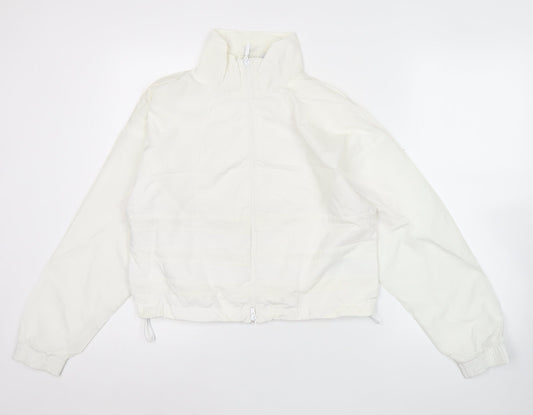 Adidas Womens White Size 12 Track Jacket Lightweight Full Zip