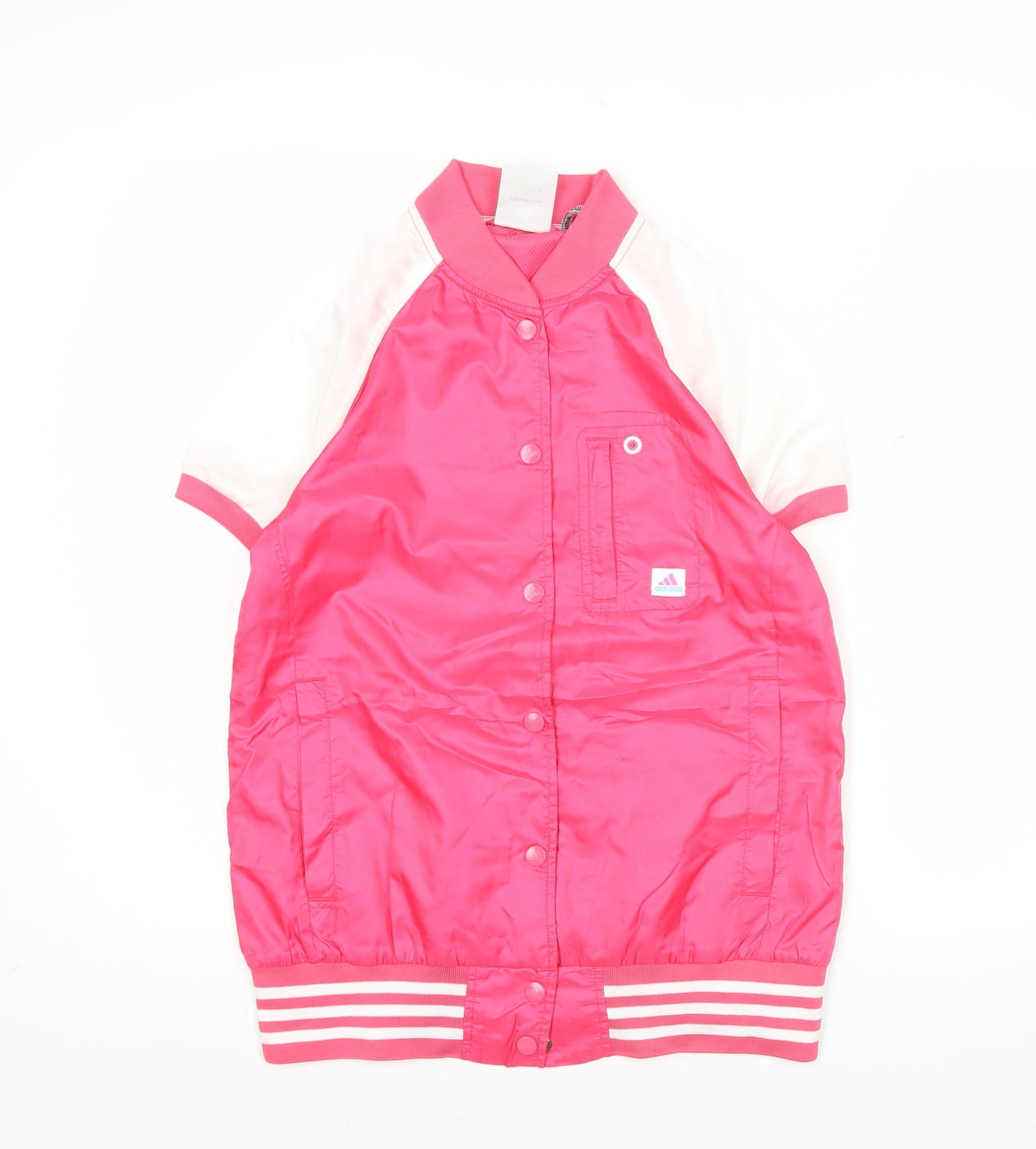 Adidas Unisex Pink Varsity Jacket Size M Short Sleeve Lightweight