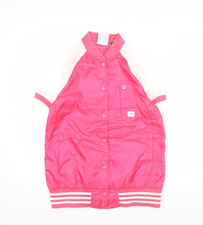 Adidas Unisex Pink Varsity Jacket Size M Short Sleeve Lightweight