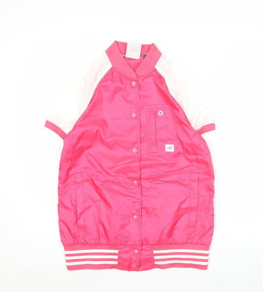 Adidas Unisex Pink Varsity Jacket Size M Short Sleeve Lightweight