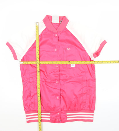 Adidas Unisex Pink Varsity Jacket Size M Short Sleeve Lightweight
