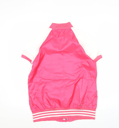 Adidas Unisex Pink Varsity Jacket Size M Short Sleeve Lightweight