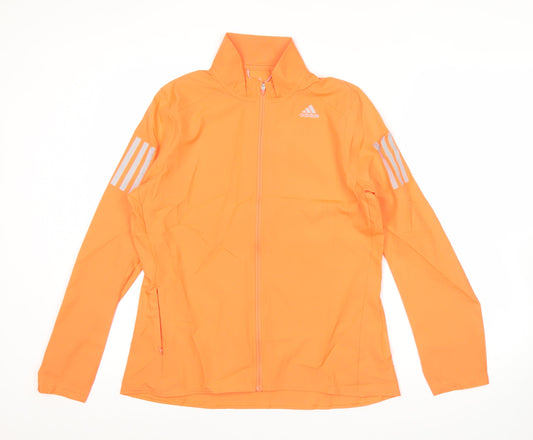 Adidas Womens Orange Size 10 Windbreaker Jacket Lightweight Running
