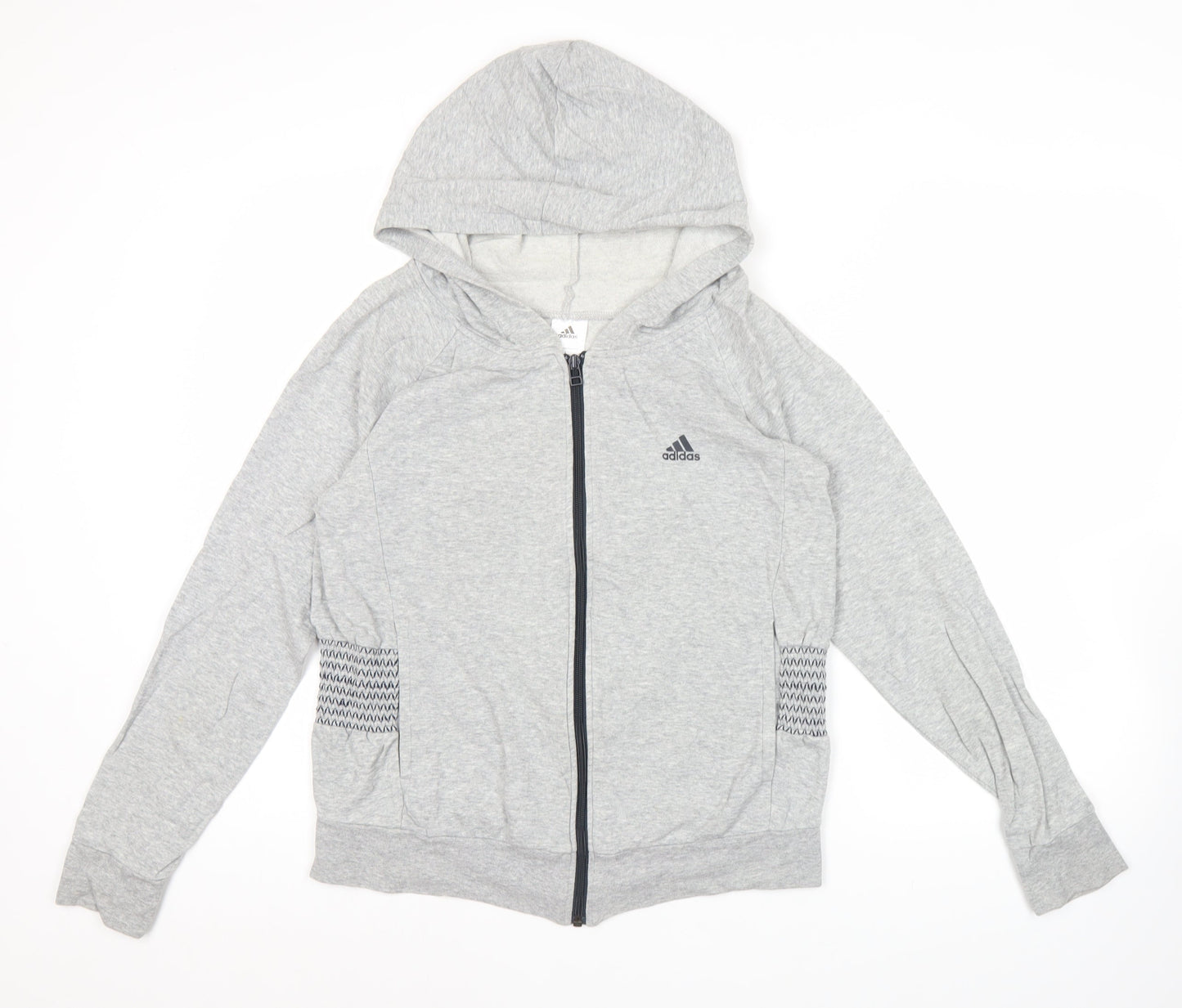 Adidas Women’s Grey Full Zip Hoodie Size 12 UK Cotton Blend