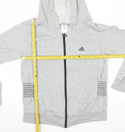 Adidas Women’s Grey Full Zip Hoodie Size 12 UK Cotton Blend