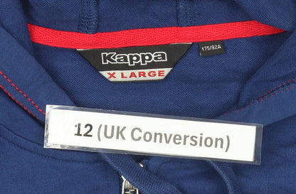 Kappa Womens Blue Full Zip Hoodie UK 12 Logo Sportswear