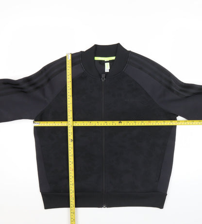 Adidas Women Black Size 12 Track Jacket Full Zip Sportswear