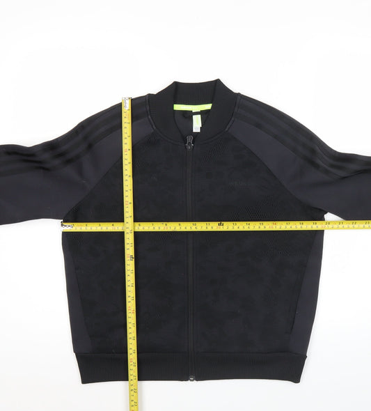 Adidas Women Black Size 12 Track Jacket Full Zip Sportswear