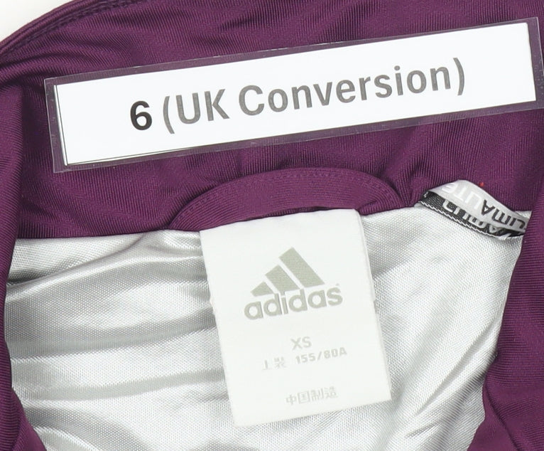 Adidas Women’s Purple Track Jacket Size 6 Slim Fit Full Zip