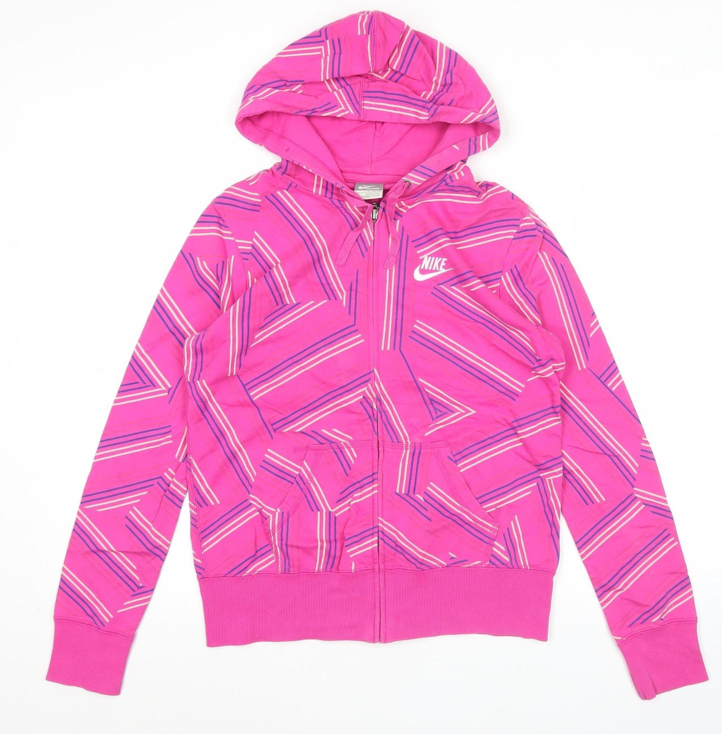 Nike Womens Pink Full Zip Hoodie Sweatshirt Size M Cotton Sportswear