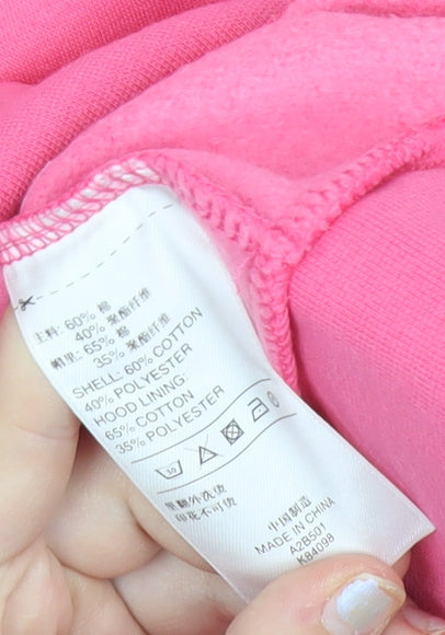 Reebok Womens Pink Full Zip Hoodie Size 10 Butterfly Print