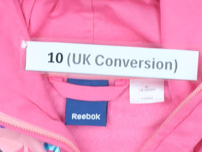 Reebok Womens Pink Full Zip Hoodie Size 10 Butterfly Print